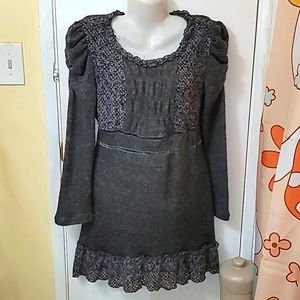 Forla Paris Dress gorgeous gray babydoll sweater long sleeve textured